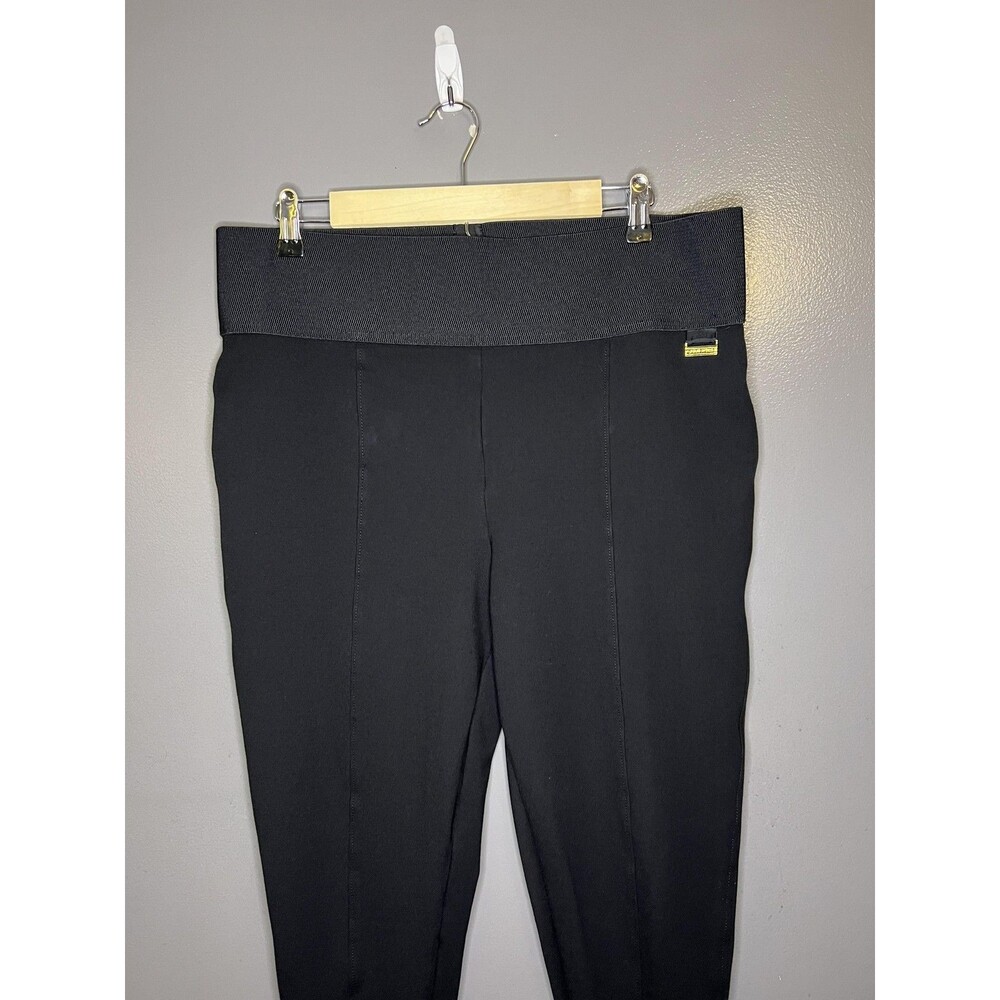 Calvin Klein Pants Womens XL Black Ponte Slim Leg Pull On Stretch Dress Work